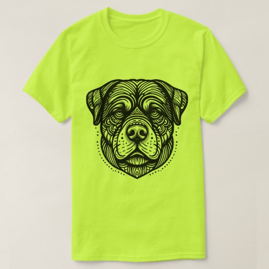 T-shirt Rottweiler Dog Face - Black Line Art (Design devant)