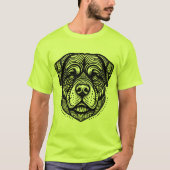 T-shirt Rottweiler Dog Face - Black Line Art (Devant)