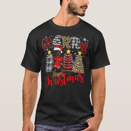 T-shirt Rottweiler Dog Tree Lighting Rottweiler Christmas (Devant)