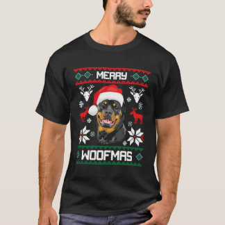 T-shirt Rottweiler Merry Woofmas Dog Rottie pour Noël