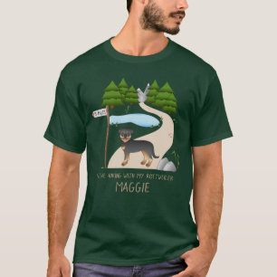 T-shirt Rottweiler noir et feu par un sentier de randonnée