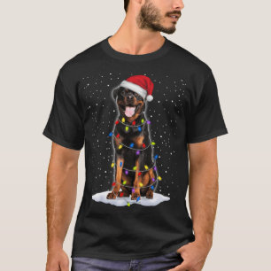 T-shirt Rottweiler Père Noël Christmas Tree Lights Noël