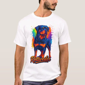 T-shirt Rottweiler Pop Art Vibrant – Chien Néon Audacieux