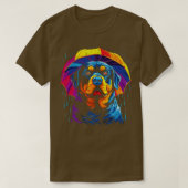 T-shirt Rottweiler Rainy Day avec parapluie (Design devant)