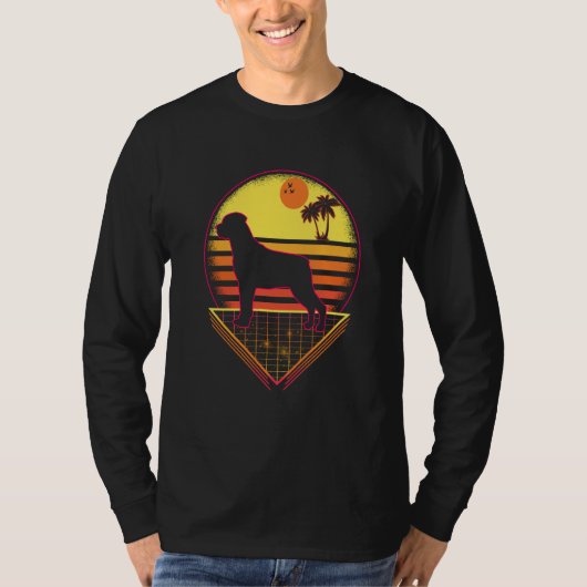 T-shirt Rottweiler Retro Sunset Vintage  Dog (Devant)