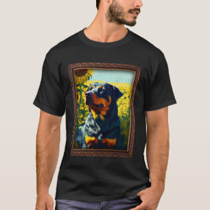 T-shirt Rottweiler Rottie Peinture Tournesol Fleur Maman W