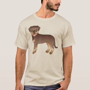 T-shirt Rottweiler Rouge Et Brun Chien De Dessin Animé Mig