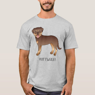 T-shirt Rottweiler Rouge Et Brun Chien De Dessin Animé Mig