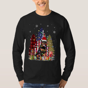 T-shirt Rottweiler Santa Hat Light Buffalo Plaid Leopard X