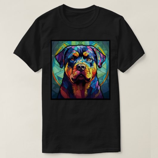 T-Shirt Rottweiler Vitrail de Base Foncé (Design devant)