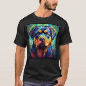 T-Shirt Rottweiler Vitrail de Base Foncé (Devant)