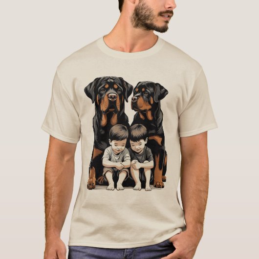 T-shirt Rottweilers As Loyal Guardians Of Kids (Devant)