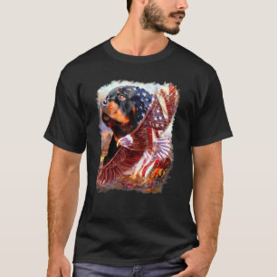 T-shirt Rotweiler Chien Drapeau américain 4 juillet Indépe