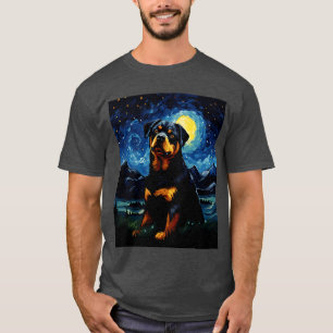 T-shirt Rotweiler Chien Starry Night Van Gogh Art Lover