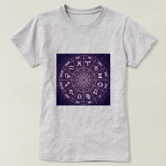 T-shirt Roue d'astrologie violette (Design devant)