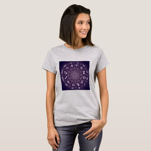 T-shirt Roue d'astrologie violette (Devant entier)