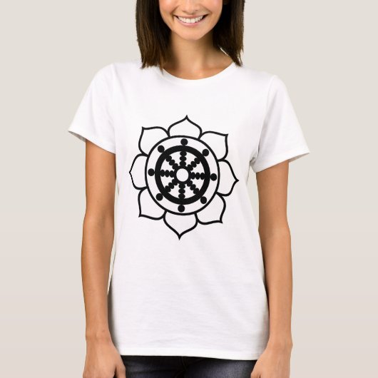 T-shirt Roue de Dharma de fleur de Lotus (Devant)