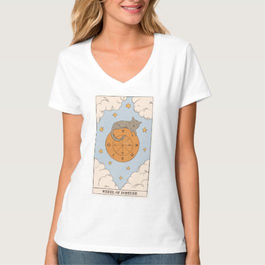 T-shirt Roue de Fortune carte tarot moderne Major Arcana (Devant)