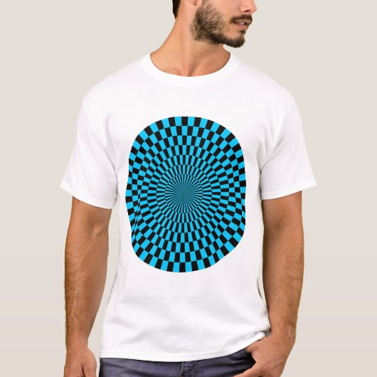 T-shirt Roue Op Art - Ciel bleu et noir (Devant)
