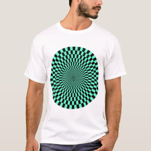 T-shirt Roue Op Art - Turquoise et Noir