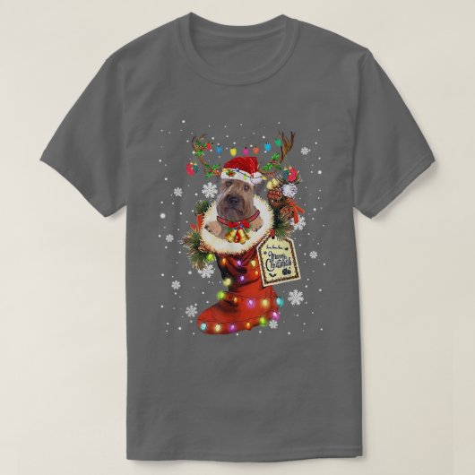 T-shirt Roue Terrier Xmas Boot Noël Sock hiver Sn (Design devant)