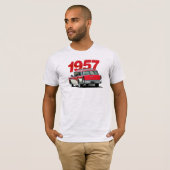 T-shirt rouge 1957 et de blanc de Buick de station (Devant entier)
