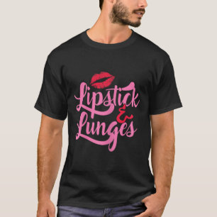 T-shirt Rouge à lèvres et lunges pour femmes Yoga Workout