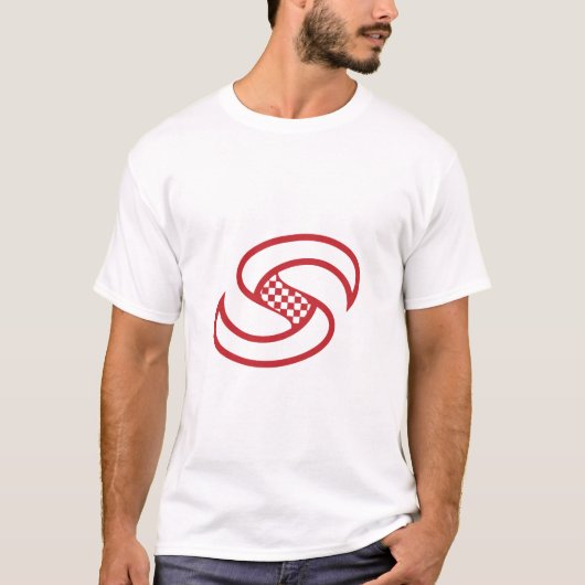 T-Shirt Rouge à Spirale à Damier Spee (Devant)