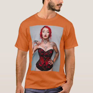 T-shirt Rouge amp Noir Corset Rouge Haired Tattooé Beauté