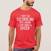 T-shirt Rouge amusant - Vert Couleur Aveugle (Devant)
