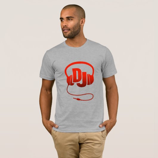 T-shirt rouge avec casque DJ (Devant entier)