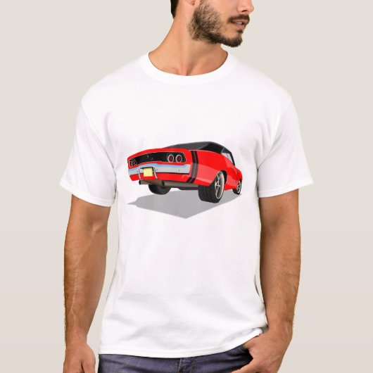 T-shirt Rouge avec chargeur des rayures noires le "68 (Devant)