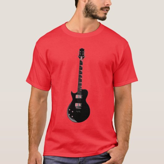 T-shirt Rouge Black Pop Art Guitare électrique (Devant)