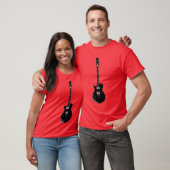 T-shirt Rouge Black Pop Art Guitare électrique (Unisexe)