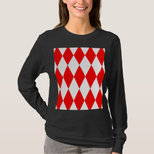 T-shirt Rouge blanc Arlequin Diamants Checkers Design