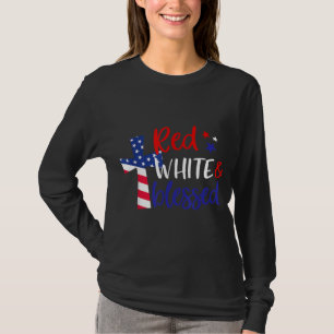 T-shirt Rouge Blanc Béni Américain Jésus Croix Chrétien 4