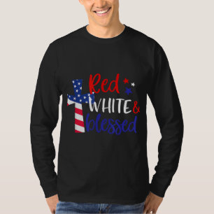 T-shirt Rouge Blanc Béni Américain Jésus Croix Chrétien 4