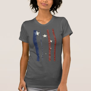 T-shirt Rouge Blanc Bleu Abstrait Star USA Drapeau Art tex