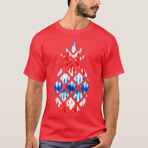 T-shirt Rouge Blanc bleu ananas USA Fête de l'Indépendance