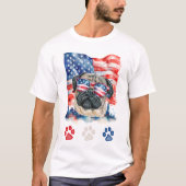 T-shirt Rouge Blanc Bleu Carlin Chien American Pet 4 juill (Devant)