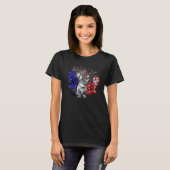 T-shirt Rouge Blanc Bleu Chat Feu d'artifice Patriotique 4 (Devant entier)