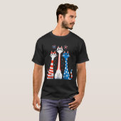 T-shirt Rouge Blanc Bleu Chats Usa Drapeau Feu 4 juillet (Devant entier)