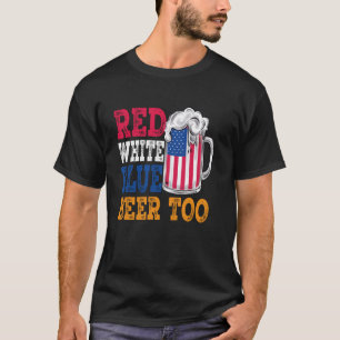 T-shirt Rouge Blanc Bleu et Bière Drapeau Américain Drôle