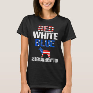 T-shirt Rouge Blanc Bleu Et Sibérien Husky Trop Chemise 4E