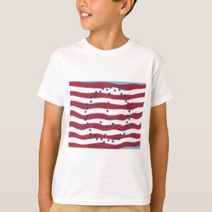T-shirt Rouge Blanc Bleu Étoiles Bleu Stripes Paix Signal