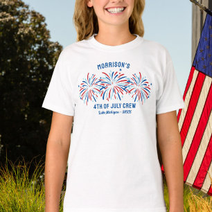 T-shirt Rouge Blanc Bleu Fireworks Personnalisé 4 juillet