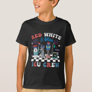 T-shirt Rouge Blanc Bleu Icu Équipage Indépendant 4 juille