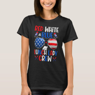 T-shirt Rouge Blanc Bleu Lunette Lady Crew Lunettes de sol