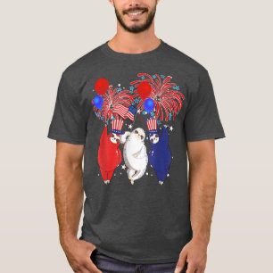 T-shirt Rouge blanc bleu mignon Sloth & Usa Drapeau Patrio