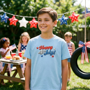 T-shirt Rouge Blanc Bleu Patriotique 4 juillet  